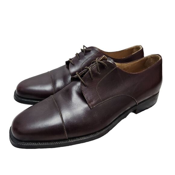 Ciro Schiano Men's Dress Shoes Size 10 Leather Cap Toe Oxfords Red Brown Leather - Picture 6 of 11
